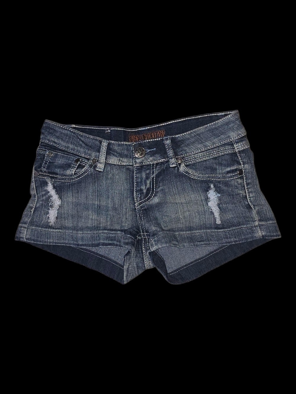 Free Culture Distressed Low-Rise Denim Booty Shorts - Women's Size 1